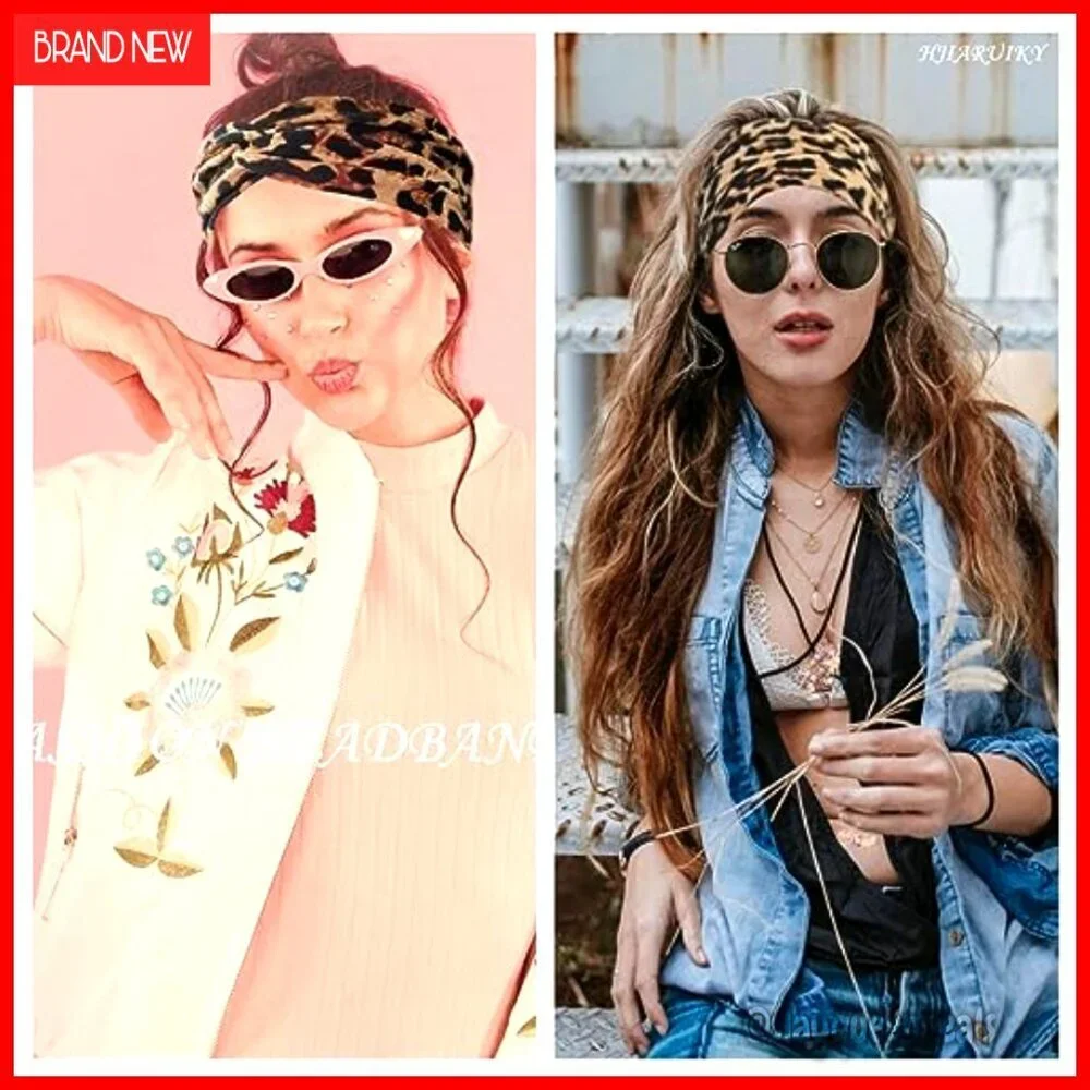 Stretchy Fabric Turban Headbands Set of 2 Boho Knotted Hair Accessories